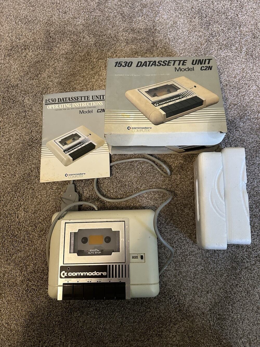 Commodore Computer C2N Datasette Unit 1530 Vintage W/ Cassette & Manual